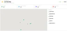 A live fleet map showing which delivery riders are currently online, with a roster listing their names and vehicle types.